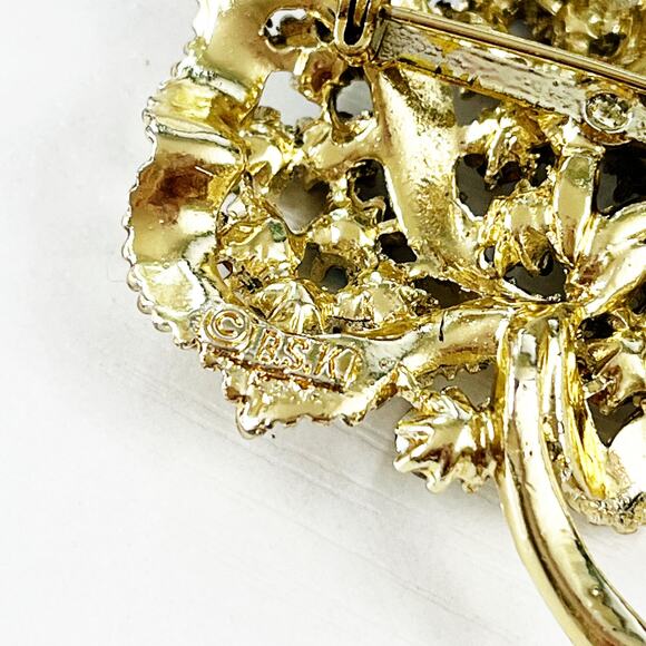 BSK Vintage Aurora Borealis Brooch Pin - Picture 8 of 9